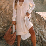 Linen Blend Pocketed Cover-up Dress