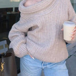 Fashionable Irregular Collar Loose Casual Knitted Sweater