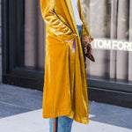 Velvet cardigan buttonless outerwear sweater