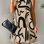 A-line Sleeveless Contrast Color Printed Mini Dresses