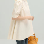Casual Loose Bow-Embellished Solid Color Blouse