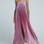 A-Line Loose Elasticity Gradient Pleated Tube Evening Dresses Maxi Dresses