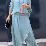 Top slit wide-leg pants chiffon casual suit