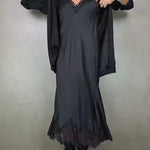 Retro knitted slit two-piece long skirt