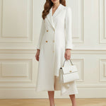 Irregularity Long Sleeves Asymmetric Buttoned Double-Breasted Solid Color Split-Joint Peaked Collar Blazer Mini Dresses