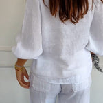 Lantern Sleeve Design Cotton and Linen Top (Buy 2 Free Shipping)