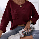 Pocket Oversized Knitted Pullover Sweater