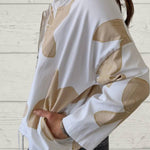 White Jacket with Brown Petals Print