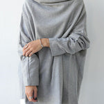Urban Black&Gray High-Neck Long Sleeve Oversize T-Shirt