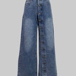 High Waisted Loose Buttoned Pockets Jean Pants Bottoms