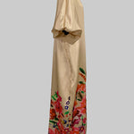 A-Line Half Sleeves Elasticity Flower Print Split-Front V-Neck Maxi Dresses