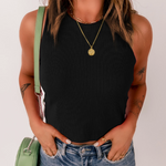 Ribbed Knit Basic Cropped Tank Top