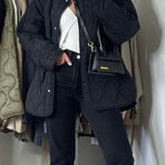 Stand-collar single-breasted mid-length loose cotton coat