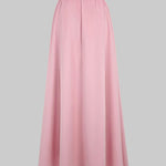 High Waisted Elasticity Pleated Pockets Solid Color Skirts Bottoms