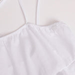 A-Line High Waisted Backless Layered Pleated Solid Color Spaghetti-Neck Mini Dresses