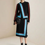 Irregularity Asymmetric Contrast Color Split-Joint Skirts Bottoms