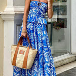Summer Soiree Off Shoulder Smocked Cut Out Tiered Maxi Dress