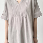 Loose Short Sleeves Solid Color V-Neck Maxi Dresses