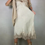 Retro knitted slit two-piece long skirt