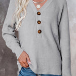 🧹Women'S Solid Color Casual V-Neck Pullover Sweater