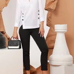 Long Sleeves Hollow Split-Joint Lapel Blouses&Shirts Tops