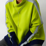 Long Sleeves Contrast Color Split-Joint High Neck Hoodies&Sweatshirt Sweatshirt Tops Tops
