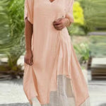 Fashion V Neck Short Sleeves Fake Two Piece Asymmetric Dress