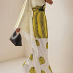 Long Sleeves Loose Asymmetric Printed One-Shoulder Maxi Dresses