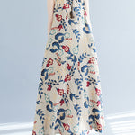 Loose Sleeveless Floral Printed Round-Neck Maxi Dresses