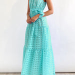 Loose Sleeveless Plaid Ribbed Stand Collar Maxi Dresses