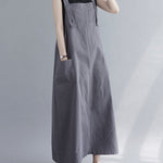 Casual Solid Color With Pocket Suspender Dress