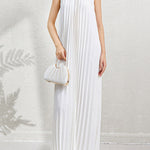 Loose Sleeveless Hollow Pleated Pockets Solid Color Halter-Neck Maxi Dresses