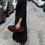 Jollie Knit Long Sleeve Front Slit Midi Sweater and Pleated Tulle Stretch Tank Midi Dress Two-piece Set