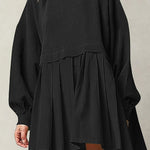 Fake two piece solid color color matching loose pleated dress