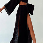 Chic Slit Cotton and Linen Casual Two-piece Set
