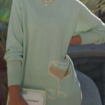Tini Time Knit Unique Pattern Crew Neck Long Sleeve Casual Sweater