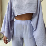 Fantasy Purple Cotton and Linen Two-piece Set