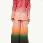 Sunset Dinner Gradient Print Button Lapel Blazer and Pocketed Wide Leg Pants Set