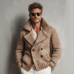Men's Classic Retro Tough Style Double-breasted Lapel Knitted Cardigan