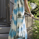 Casual Vacation Print Tie Dye Patchwork V Neck Sling Dress Dresses(7 Colors)