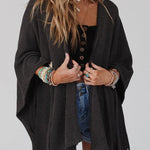 Textured Lace Trim Open Front Kimono Cardigan