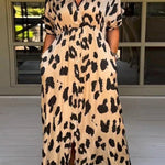 Wild Leopard V-Neck Maxi Dress