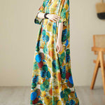 Batwing Sleeves Half Sleeves Contrast Color Polka-Dot V-Neck Maxi Dresses