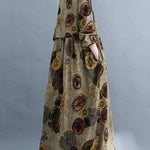 Artistic Retro Loose Long Sleeves Printed Round-Neck Maxi Dresses