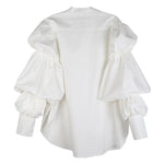 Vintage Layered Puff Sleeve Long Shirt