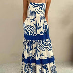 Elegant Ruffled With Floral Print Maxi Dress