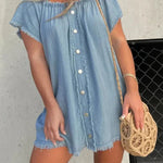 NEW SHORT SLEEVE CASUAL DENIM DRESS (BUY 2 FREE SHIPPING)