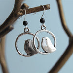 Boho Style vintage Gem Bird Pendant earrings