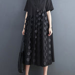 Original Casual Loose Polka-Dot Split-Joint Midi Shirt Dress