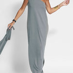 Flawless and Free One Shoulder Relaxed Slit Maxi Dress